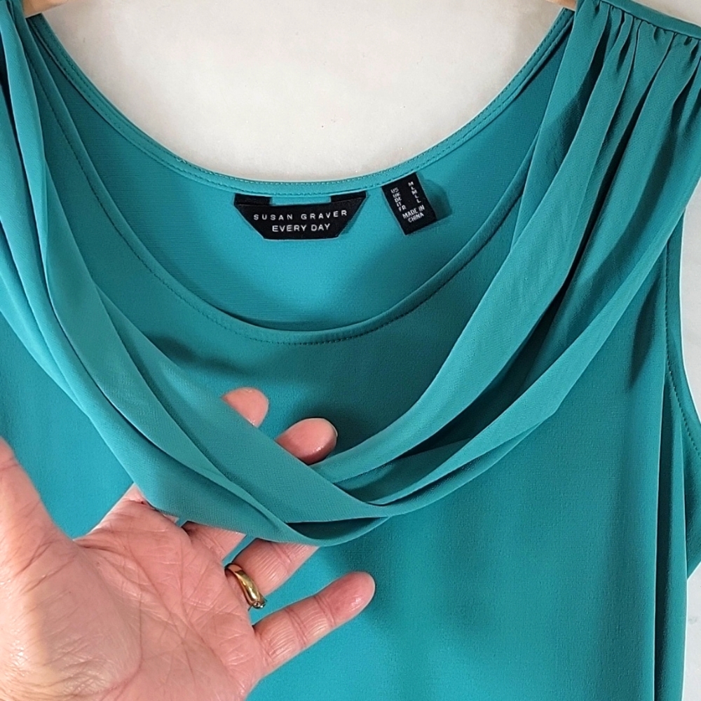 Susan Graver Drape Collar Sleeveless Top Size M - Picture 6 of 7